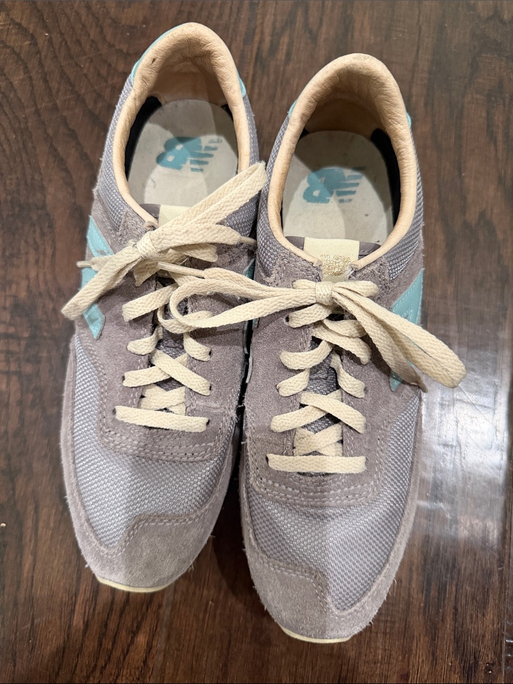 New Balance Taupe & Teal Lace-Up Sneakers